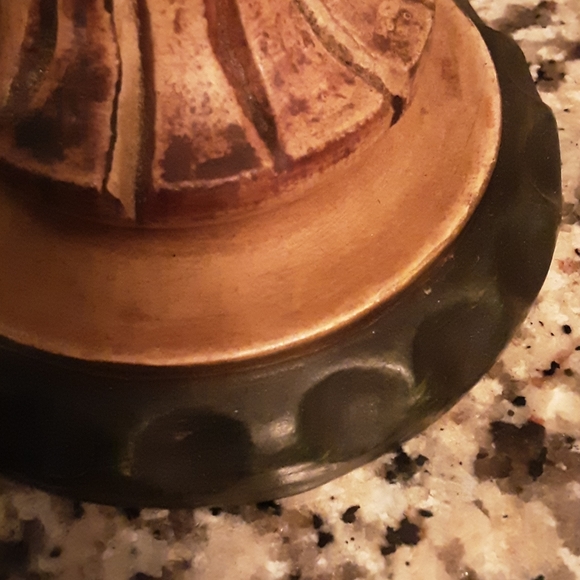 2 (set) Wooden carved pillar candle holders - Picture 5 of 5